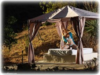 Free bondage photo Ariel Anderssen rope bondage, barefoot, blonde, lingerie, outdoor, ungagged, frogtie