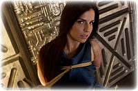 Free bondage photo Kobe Lee ballgown, rope bondage, barefoot, shoes, silk