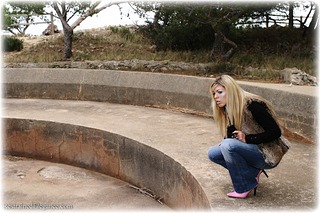 Bondage photo pic picture Belle boots, outdoor, rope bondage