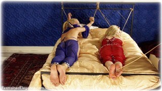 Bondage photo pic picture Amy Hunter and Ariel Anderssen rope bondage, barefoot, bastinado, harem, humiliation, cane, slave training