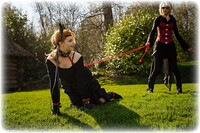 Free bondage photo Scarlett Foxett and Chloe Toy rope bondage, bit gag, boots, slave training, leather bondage, outdoor, corset, pet girl, pony girl, dress, pony play, ungagged, riding crop