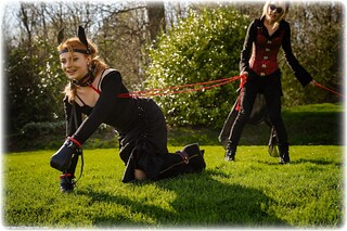 Bondage photo pic picture Scarlett Foxett and Chloe Toy rope bondage, bit gag, boots, slave training, leather bondage, outdoor, corset, pet girl, pony girl, dress, pony play, ungagged, riding crop